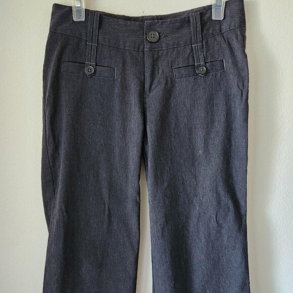 Black Cropped Pants Y2k dark grey capri trousers Sz 7  Streetwear Goth - Picture 4 of 8
